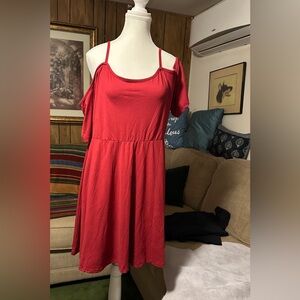 SHEIN CURVE Red Cold Shoulder Dress, Size 1XL